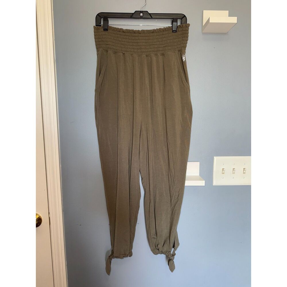 Free People Movement Dark Green High Waisted Joggers W/Ankle Ties | Size Medium